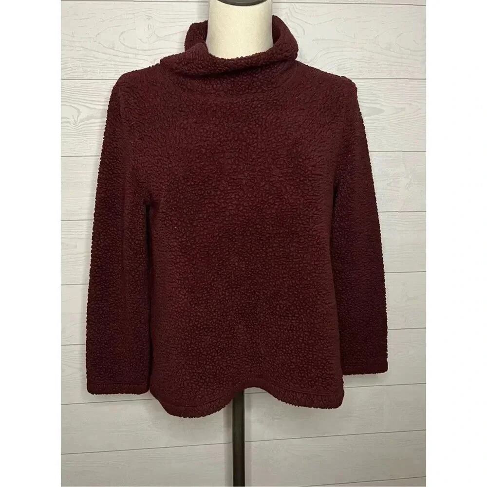 Loft maroon cowl neck Sherpa fleece sweater Size Small